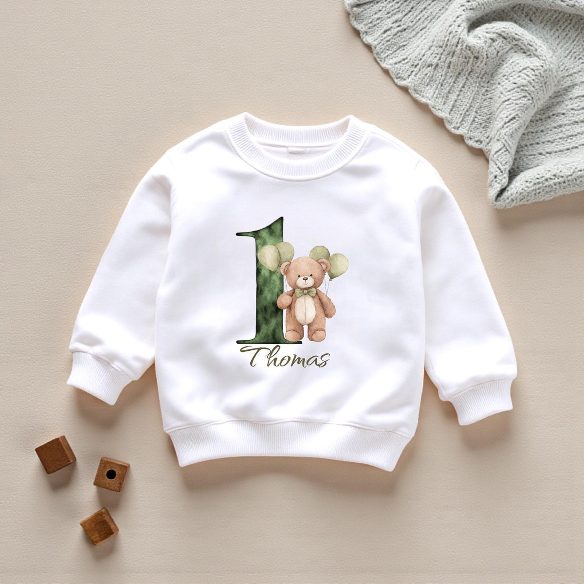 Personalised Apple Green First Birthday Outfit with Optional Sweatshirt