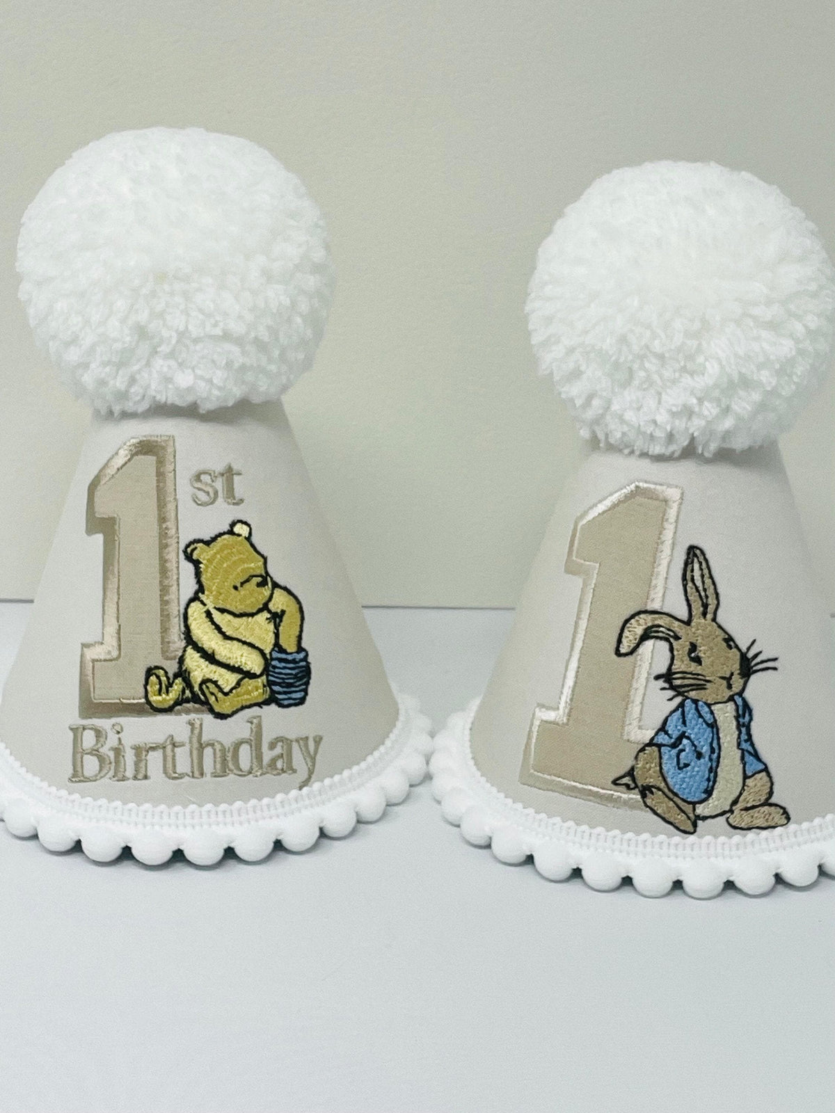 Personalised Classic Bear Birthday Hat – Cream Embroidered Keepsake