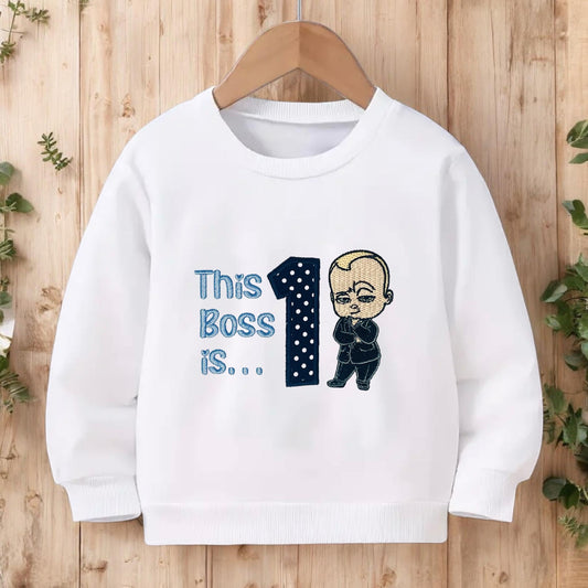 Personalized Suit Baby Birthday Sweatshirt: Custom Embroidered Toddler Outfit
