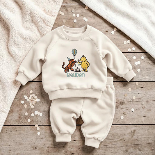 Personalised Classic Pooh Bear Storybook Birthday Outfit – Custom Embroidered Baby Set