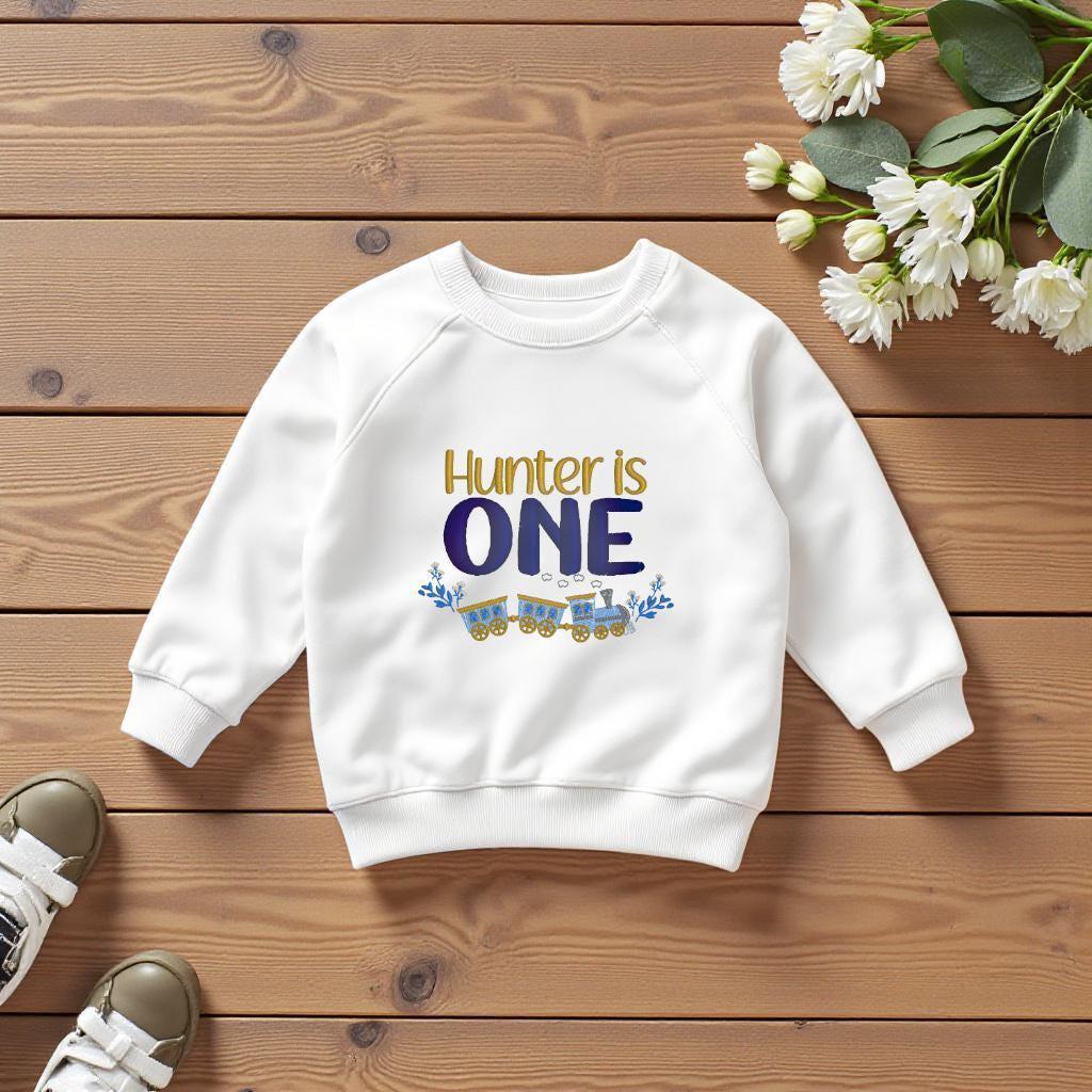 Personalised Train Birthday Outfit – Embroidered 1st Birthday Bodysuit & Hat Set
