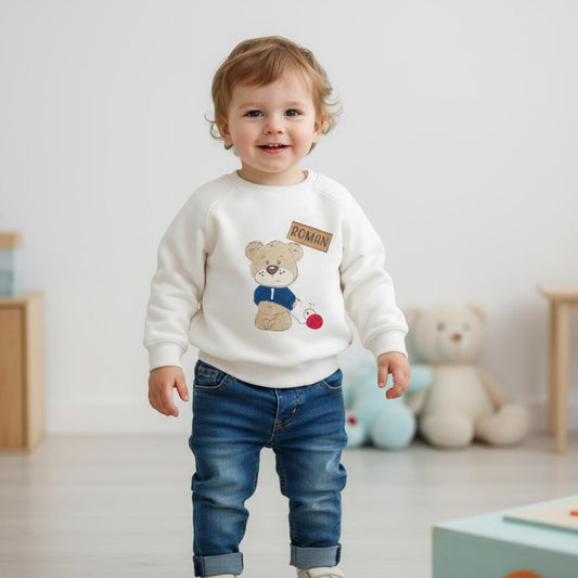 Personalised Bear Sweatshirt – Custom Name Toddler Jumper Gift