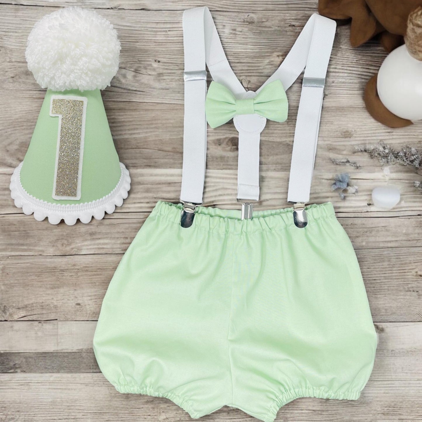 Personalised Sea Turtle First Birthday Outfit – Mint Green Cake Smash Set