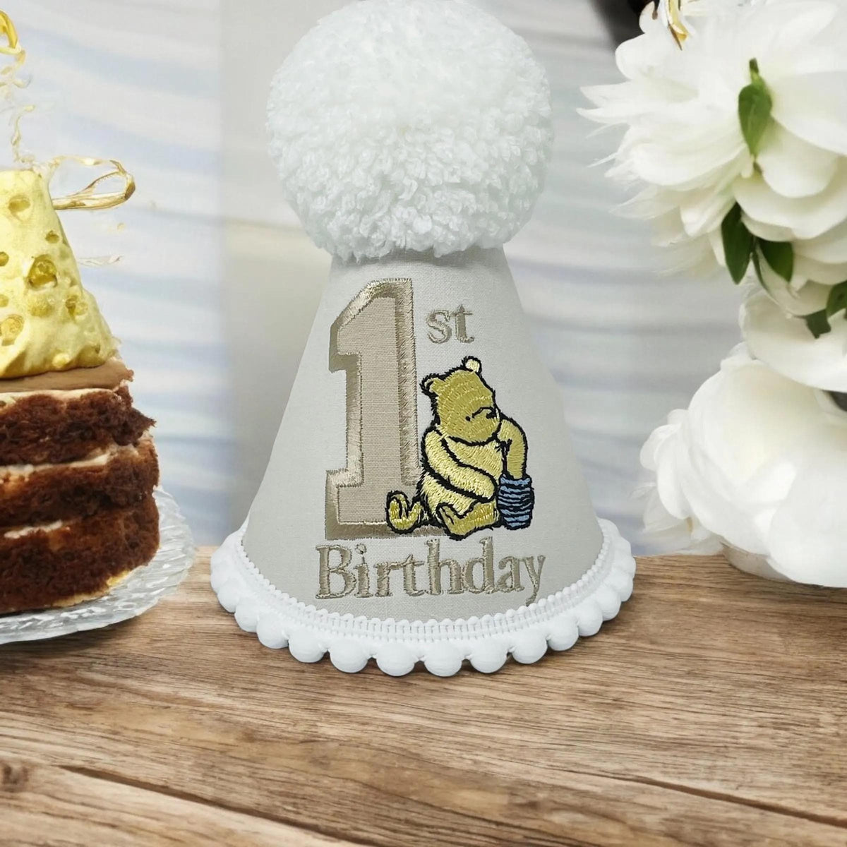 Personalised Classic Pooh Bear Romper Boy Birthday Outfit Embroidered First Cake Smash Set Handmade