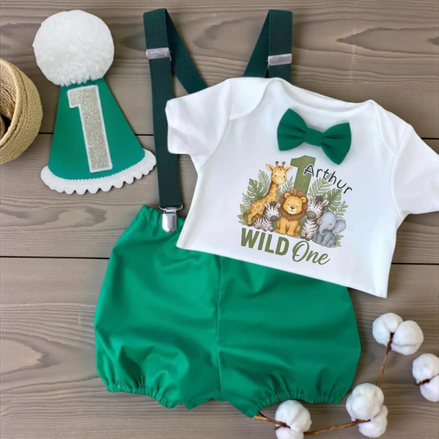 Wild One Jungle Birthday Outfit – Personalised Bodysuit & Handmade Set