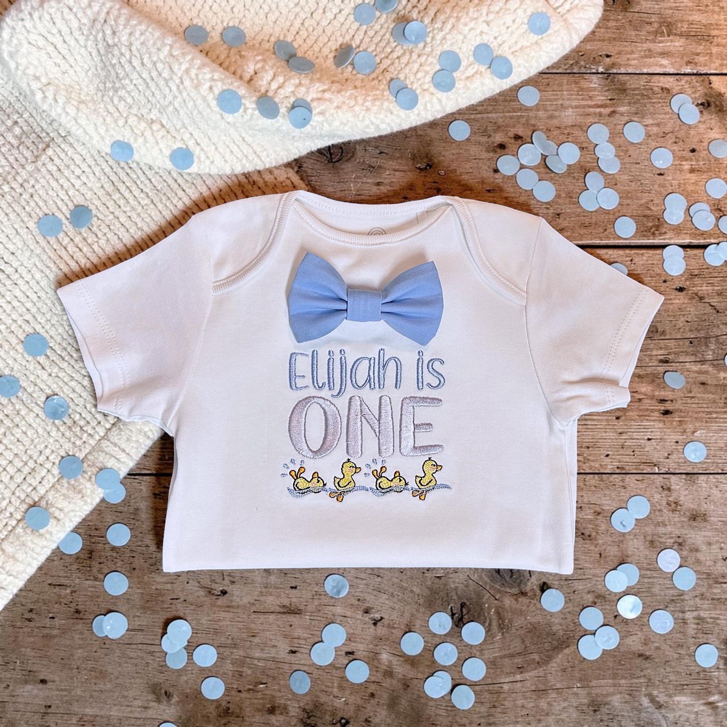 Personalised Duckling Birthday Bodysuit | Baby Boy First Birthday Cake Smash