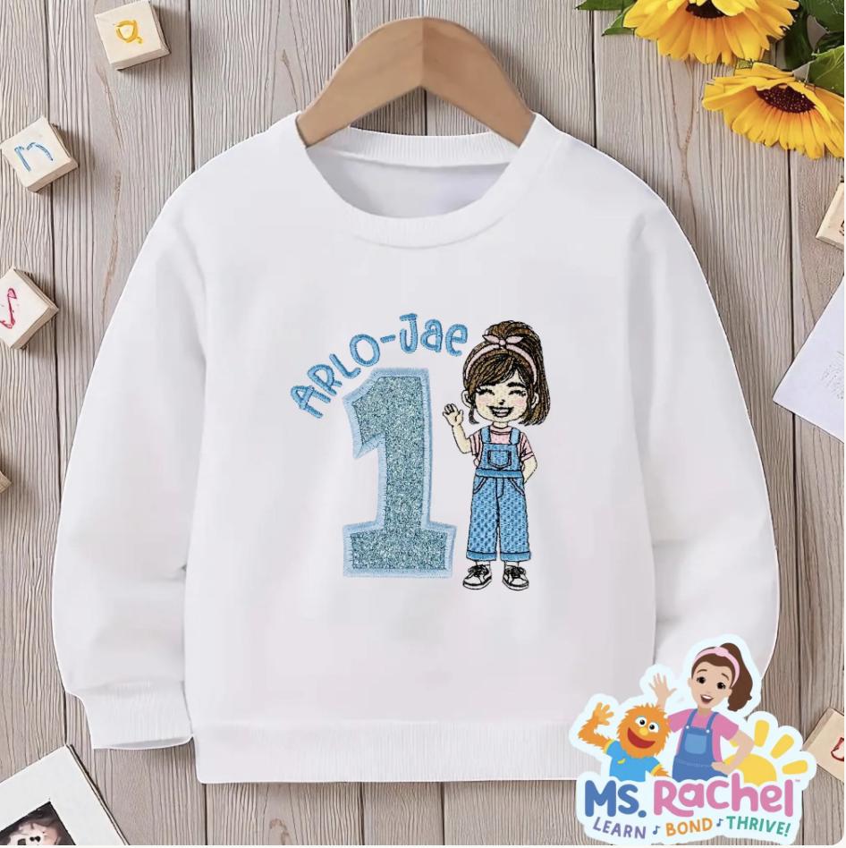 Personalised Girls Birthday Sweatshirt | Children's Favourite Character Embroidered Jumper