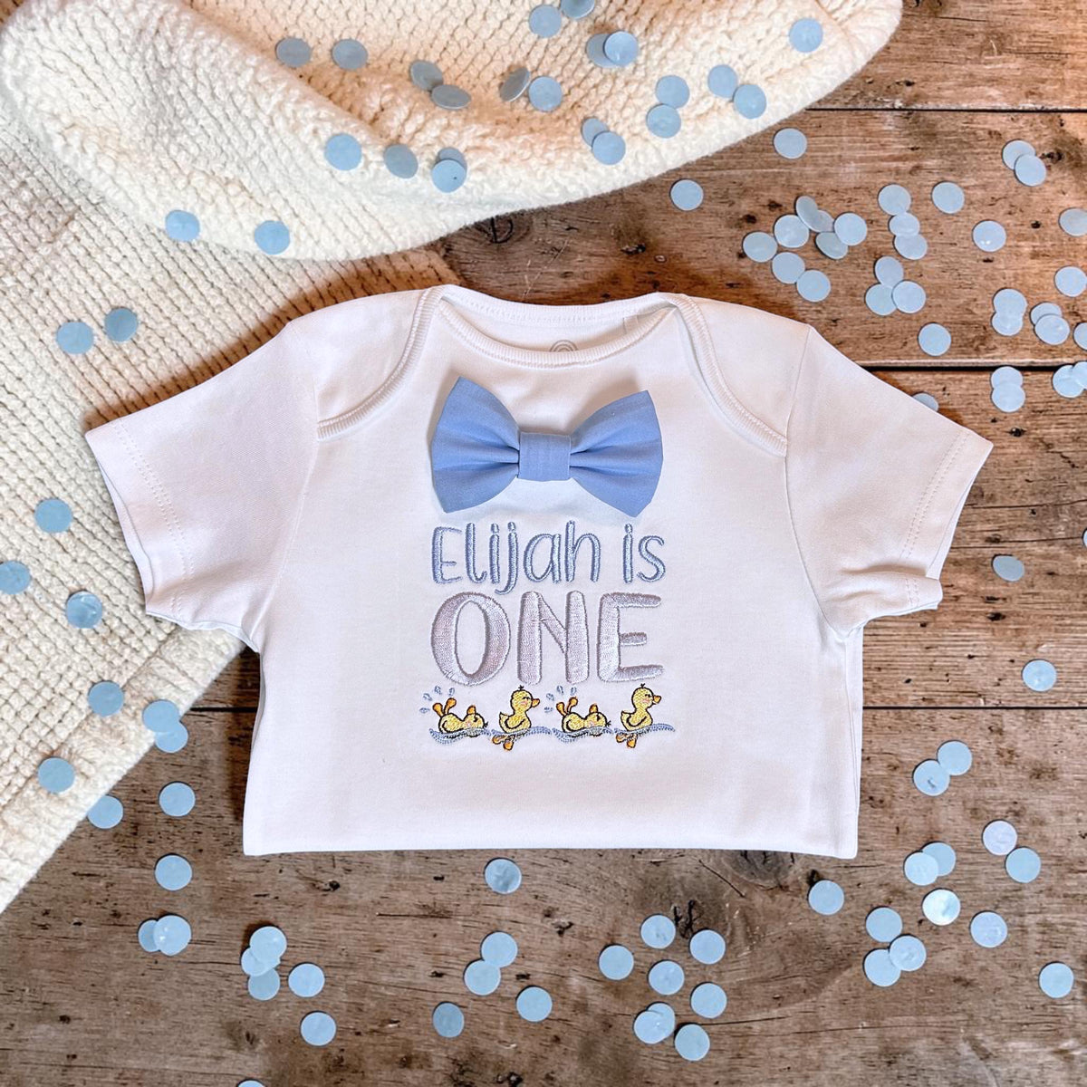 Personalised Duck First Birthday Outfit – Embroidered Bodysuit or Cake Smash Set