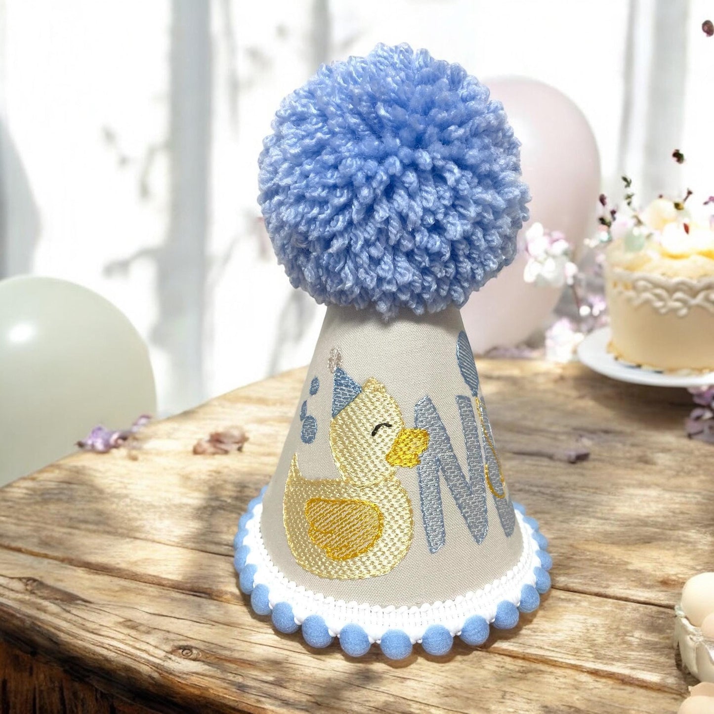 Blue Rubber Duck Cake Smash Outfit | Boys First Birthday Shorts, Bow & Hat Set
