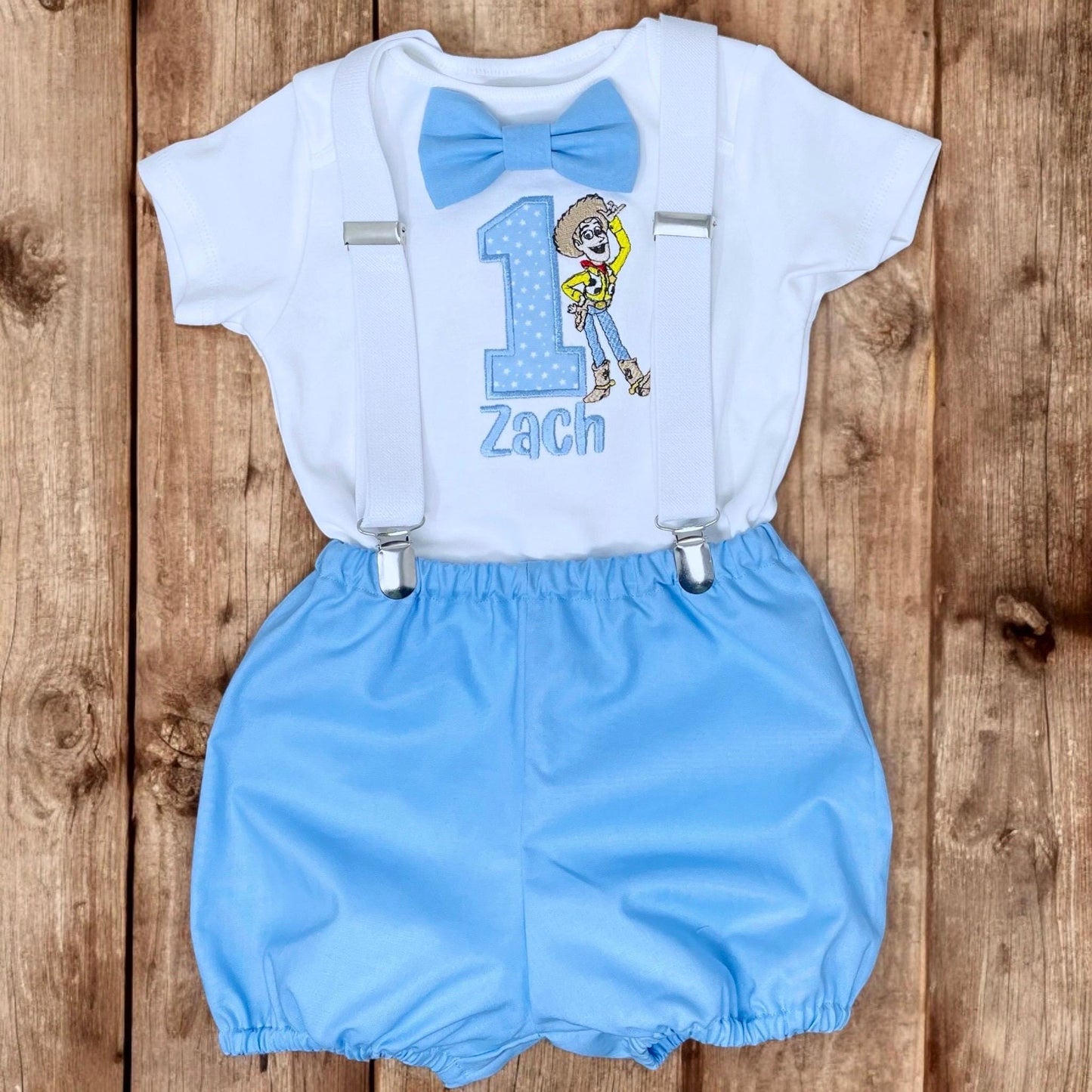 Personalised Cowboy Outfit – First Birthday Baby Cake Smash Clothes Set