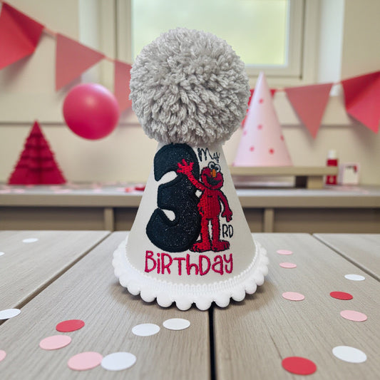 Personalised Birthday Party Hat – Red Kids Cake Smash Hat With Elastic Fit