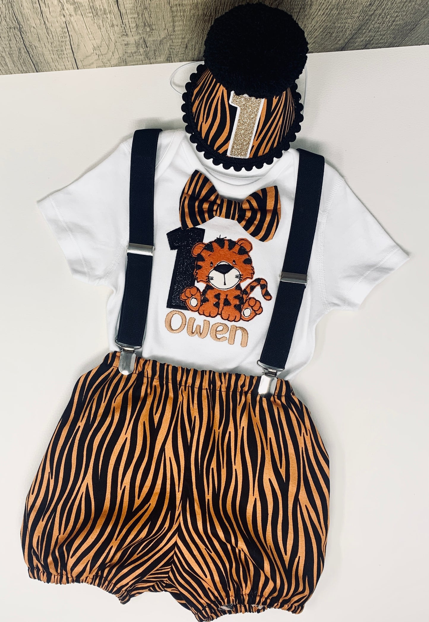 Tiger Print Safari Jungle Birthday Cake Smash  Party Outfit