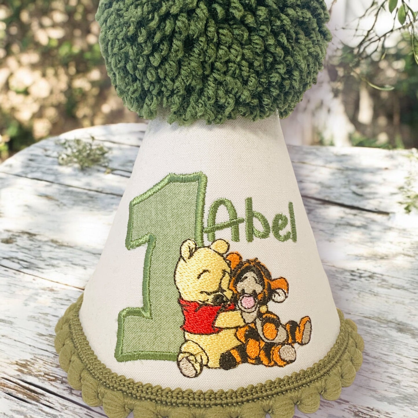 Winnie the Pooh Bear Green Birthday Cake-Smash Party Hat