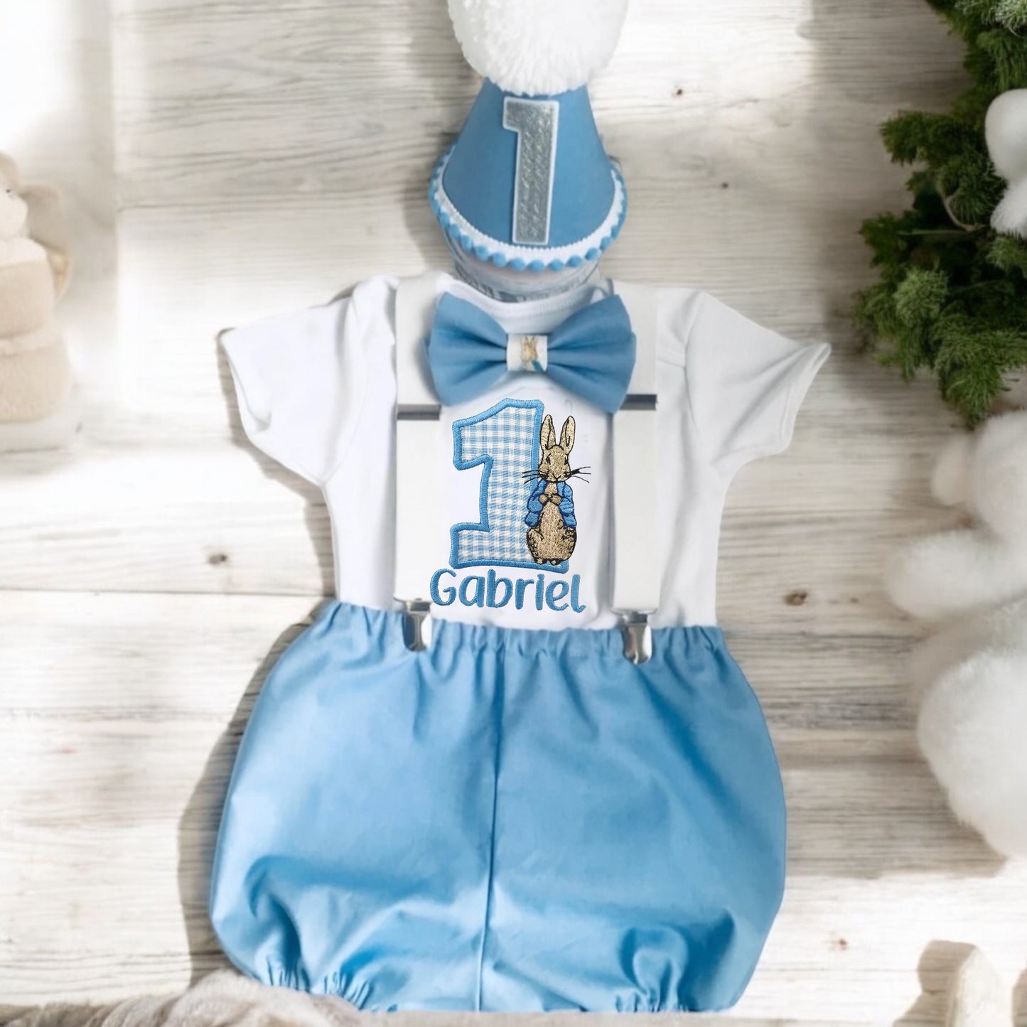 Peter Rabbit Birthday Blue Cake Smash Party Outfit