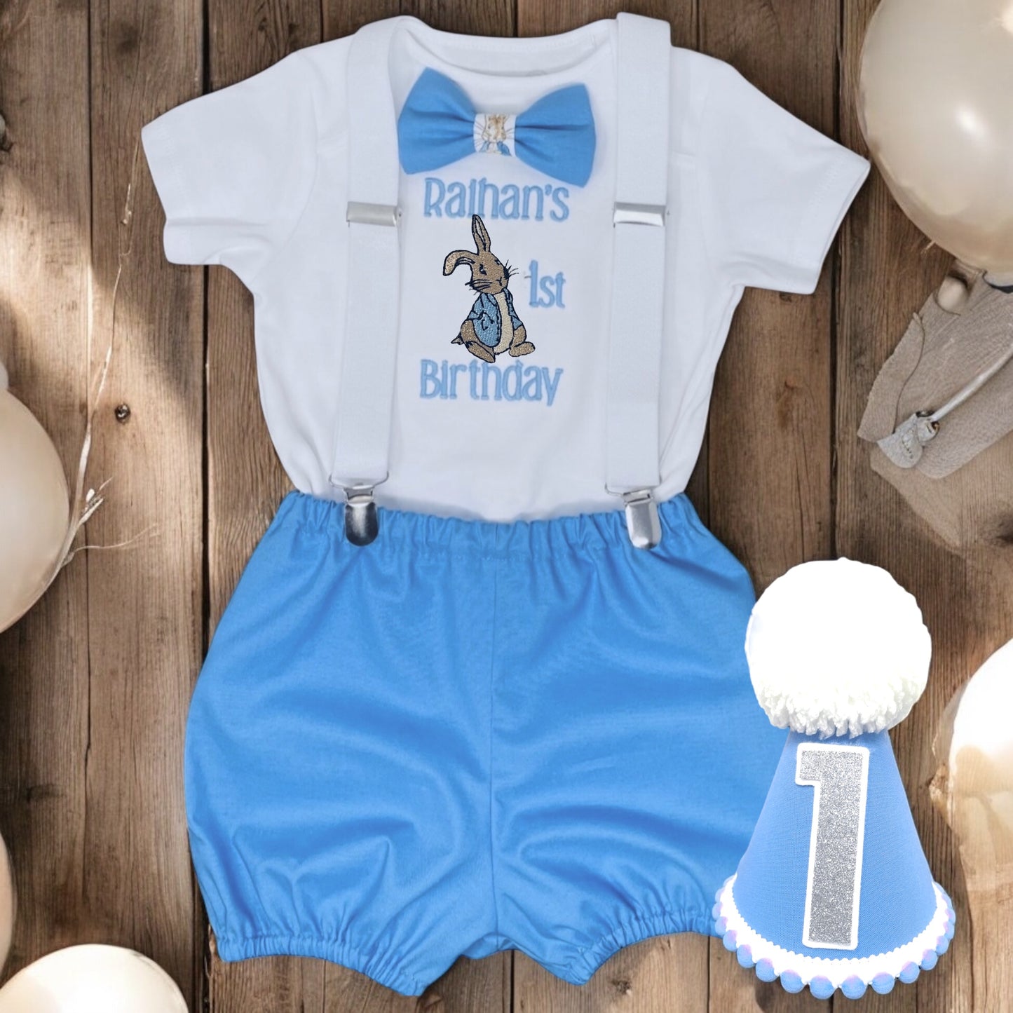 Peter Rabbit Birthday Blue Cake Smash Party Outfit