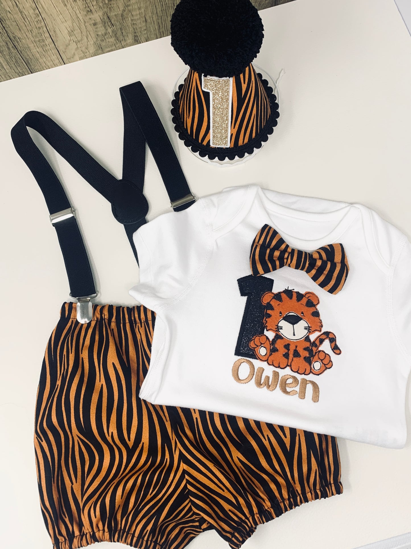 Tiger Print Safari Jungle Birthday Cake Smash  Party Outfit