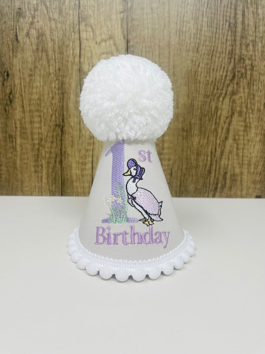 Lilac Jemima Puddleduck Birthday Cake-Smash Party Hat