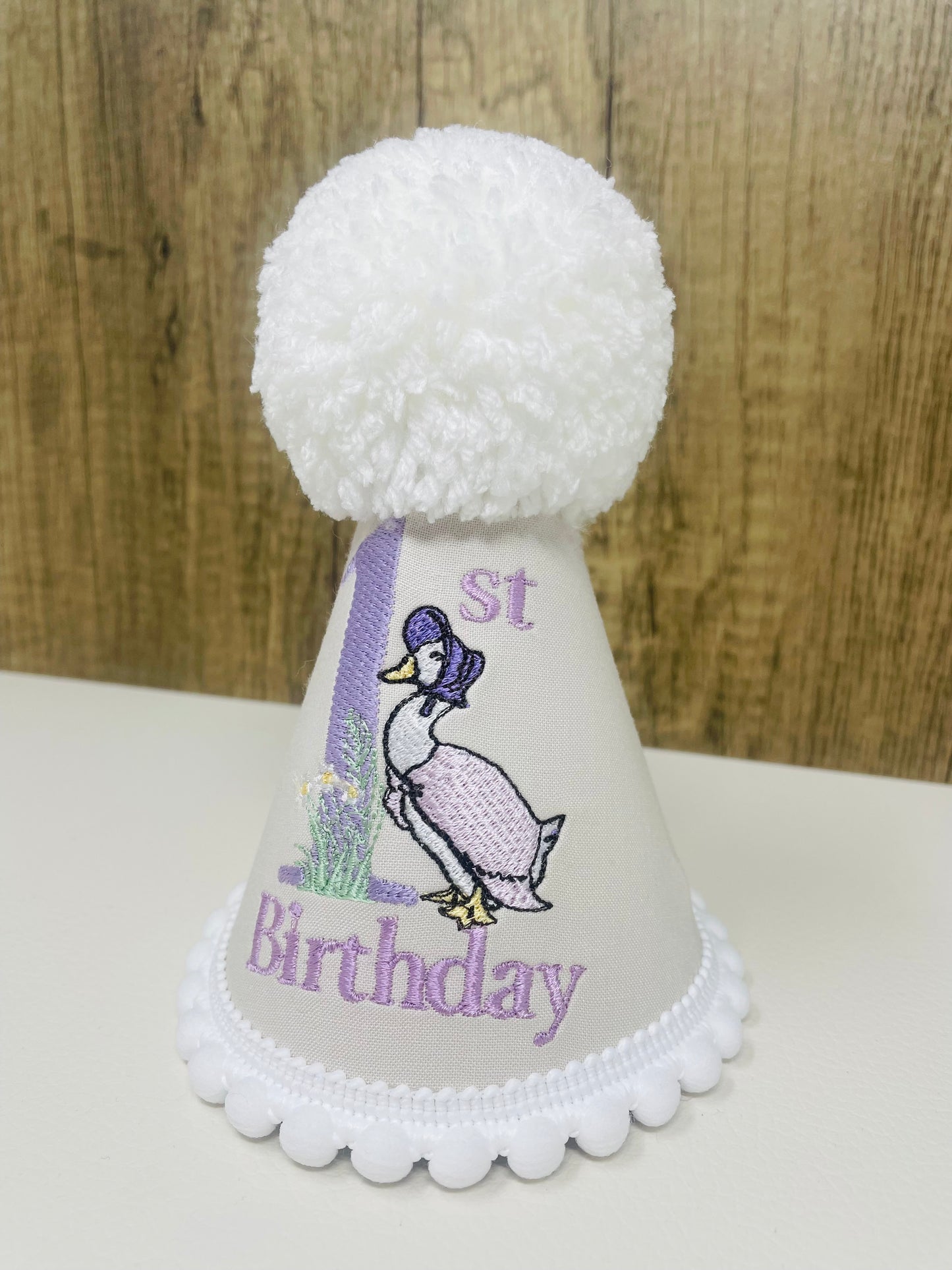 Lilac Jemima Puddleduck Birthday Cake-Smash Party Hat