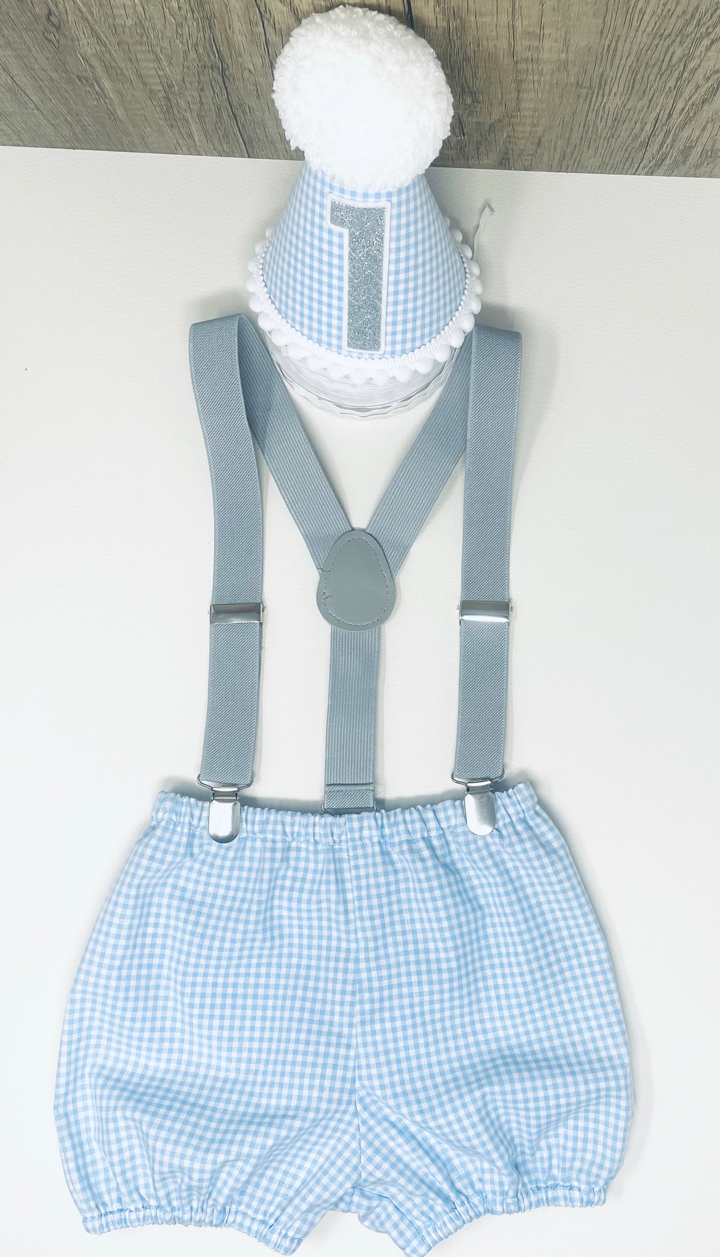 Peter Rabbit Gingham Baby Blue Boy's 1st Birthday Cake Smash Party Outfit