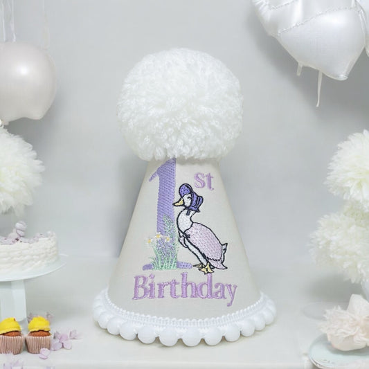 Lilac Jemima Puddleduck Birthday Cake-Smash Party Hat