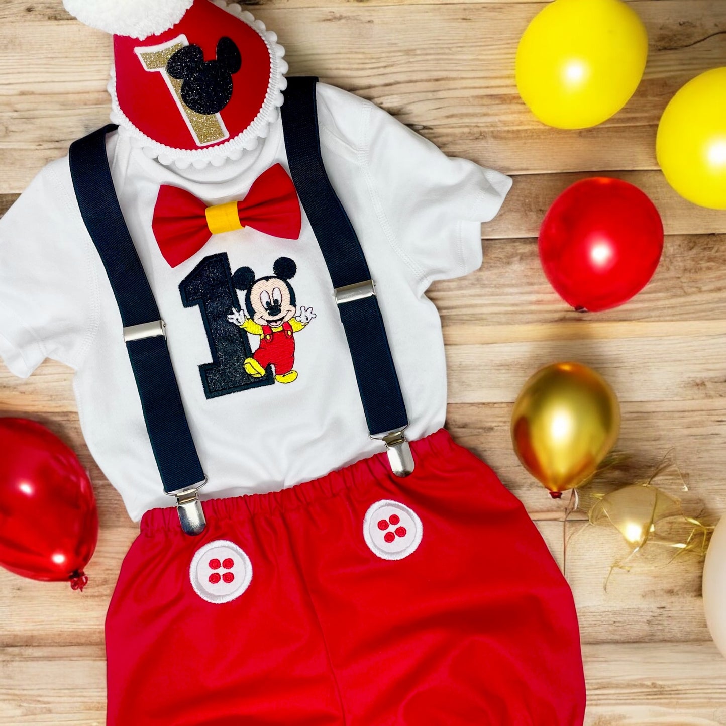 Red Disney Mickey Mouse Boys Birthday Cake Smash Party Outfit