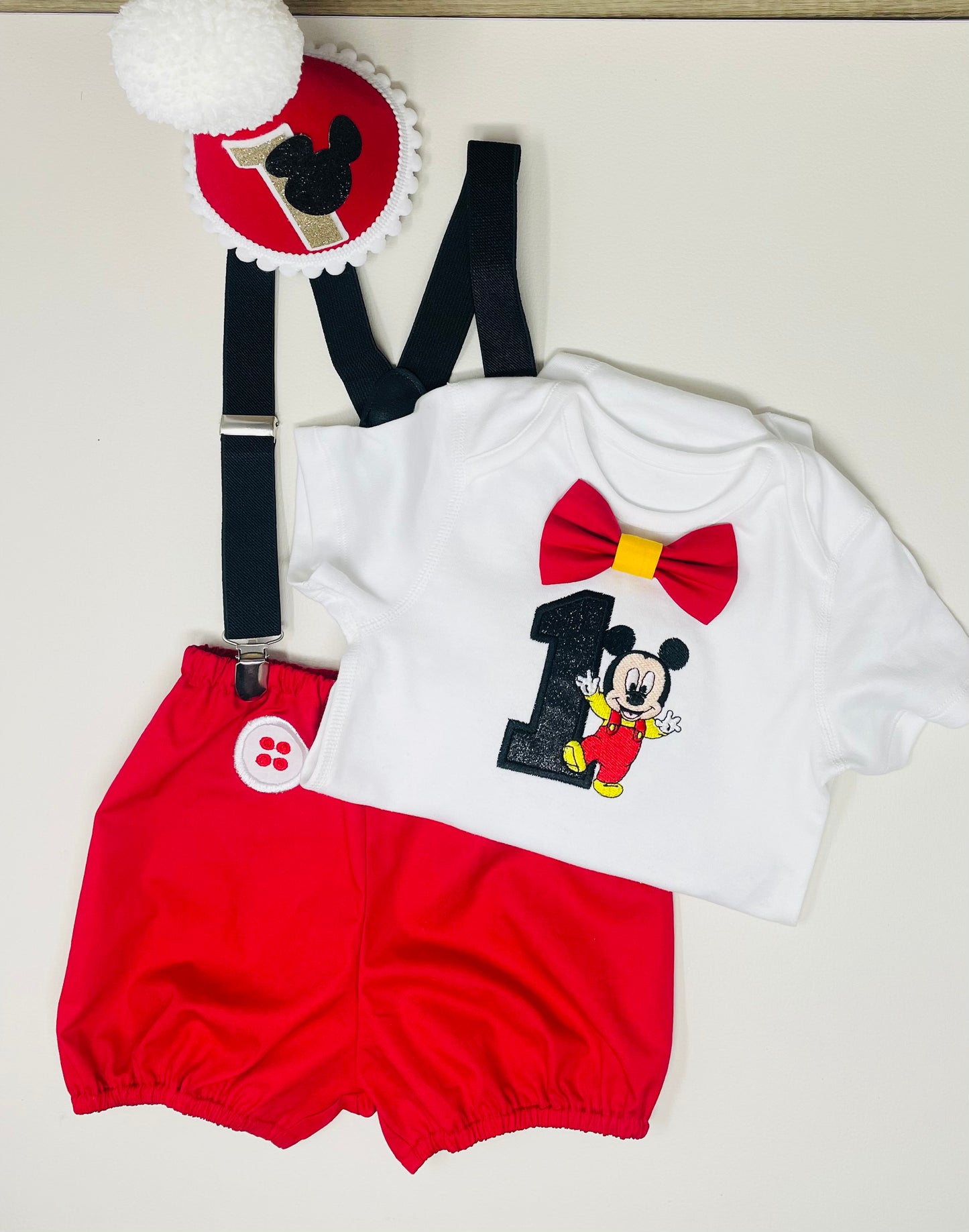 Red Disney Mickey Mouse Boys Birthday Cake Smash Party Outfit