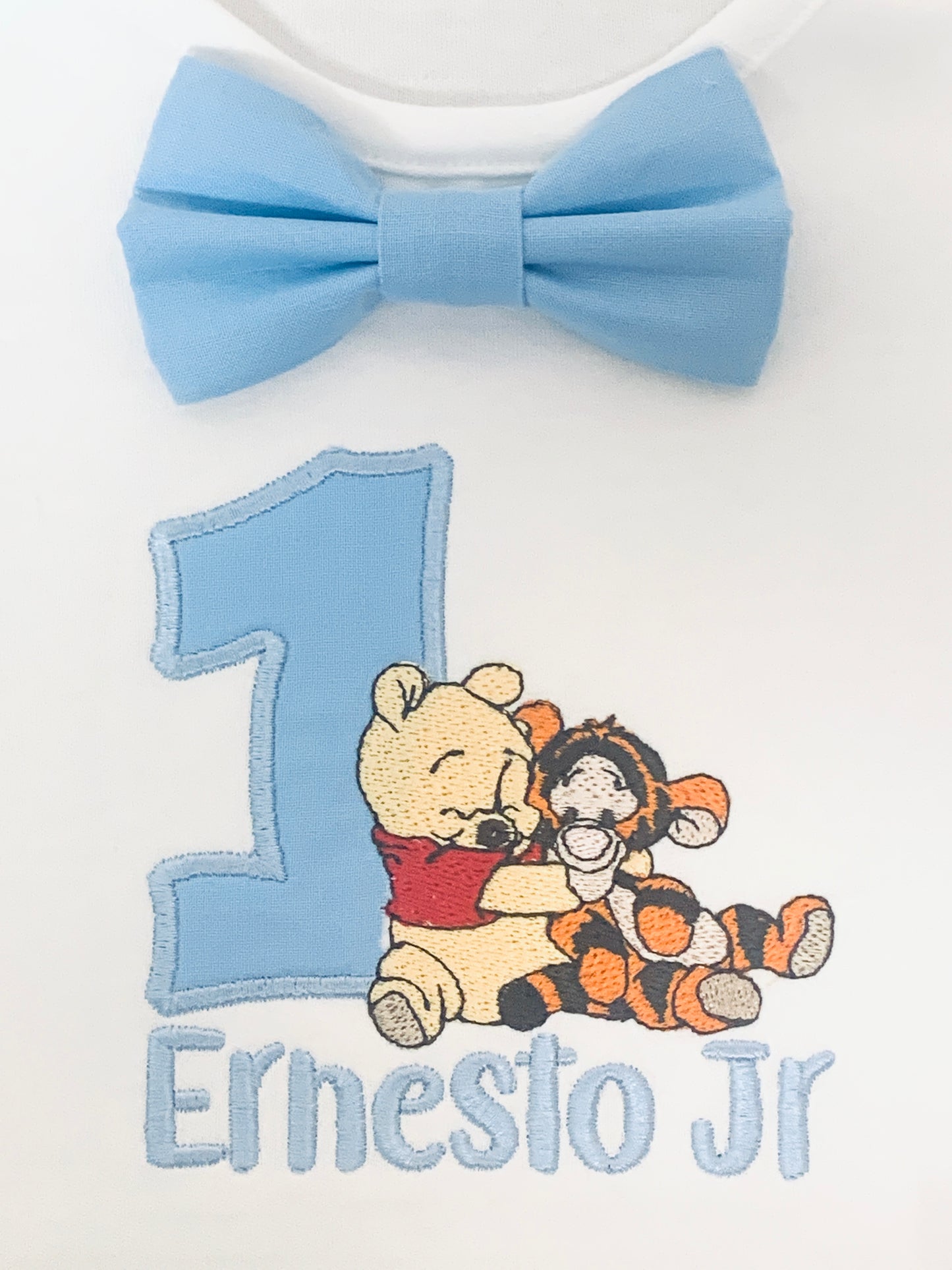 Disney Personalised Baby Winnie Pooh & Tigger Boy's Blue Birthday Cake Smash Party Outfit