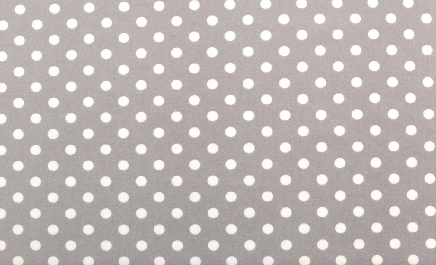 a repeating pattern of white polka dots on a grey background.