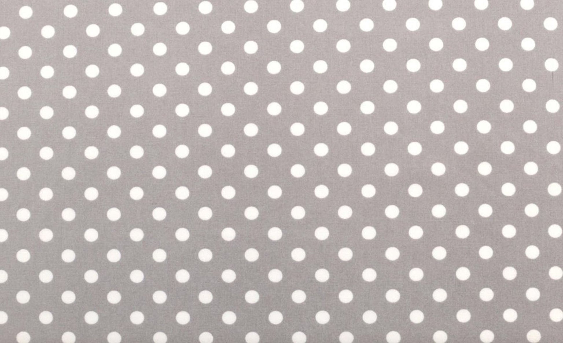 a repeating pattern of white polka dots on a grey background.