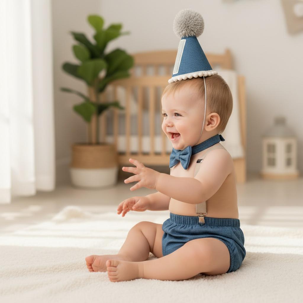 Baby boy blue braces birthday outfit handmade cake smash set