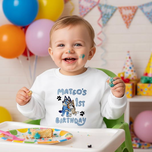 Personalised Toddler Sweatshirt – Bluey Birthday Party Outfit With Custom Name
