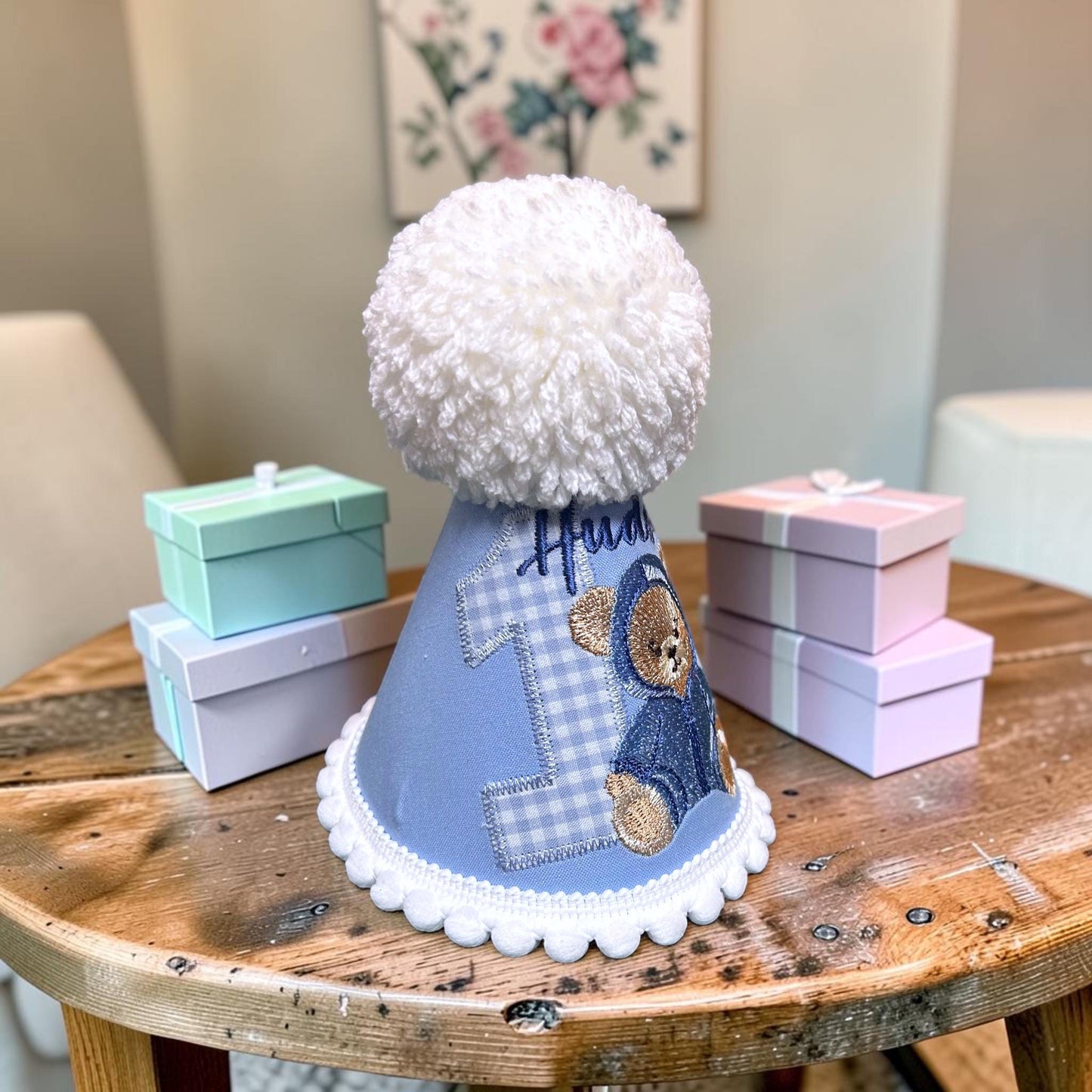 Personalised Teddy Hat | Bear Birthday Keepsake | Cake Smash Accessory