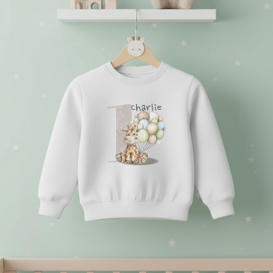 Personalised Giraffe First Birthday Sweatshirt