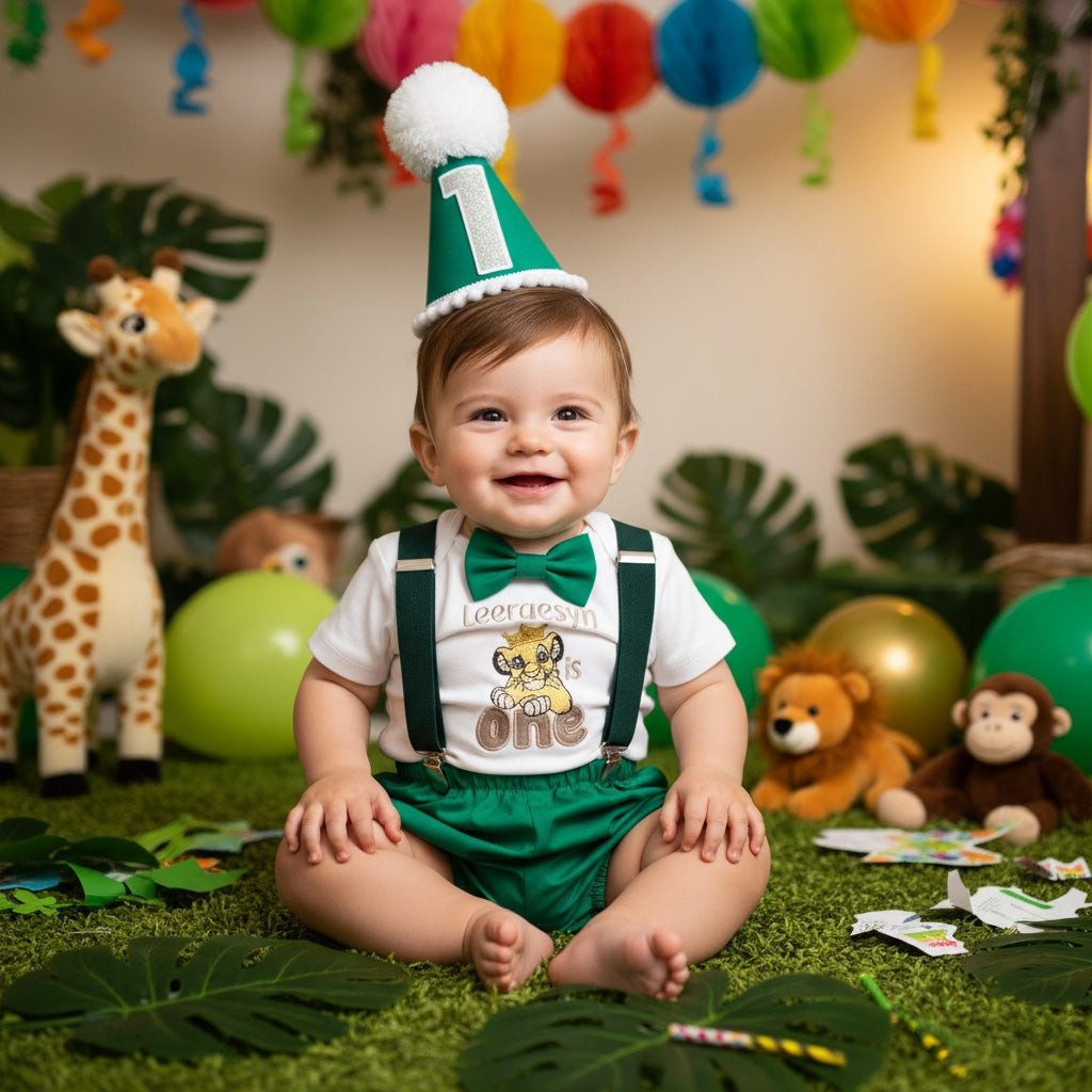 Lion King Birthday Outfit – Personalised Baby Cake Smash Set With Simba Design
