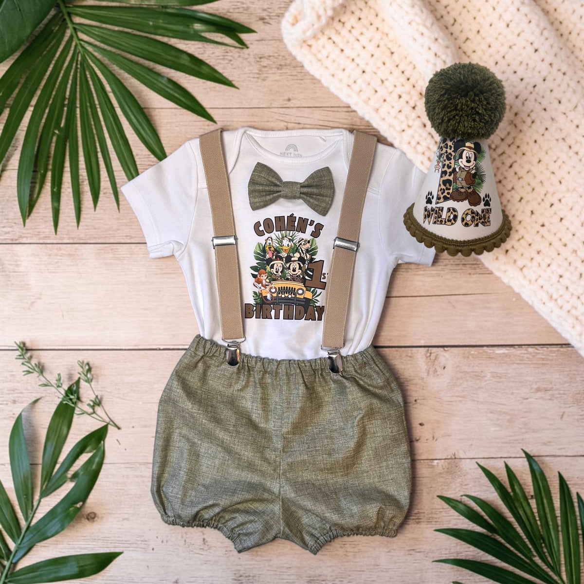 Mickey Safari Birthday Outfit | Wild One Celebration Set | Jungle Cake Smash Clothes