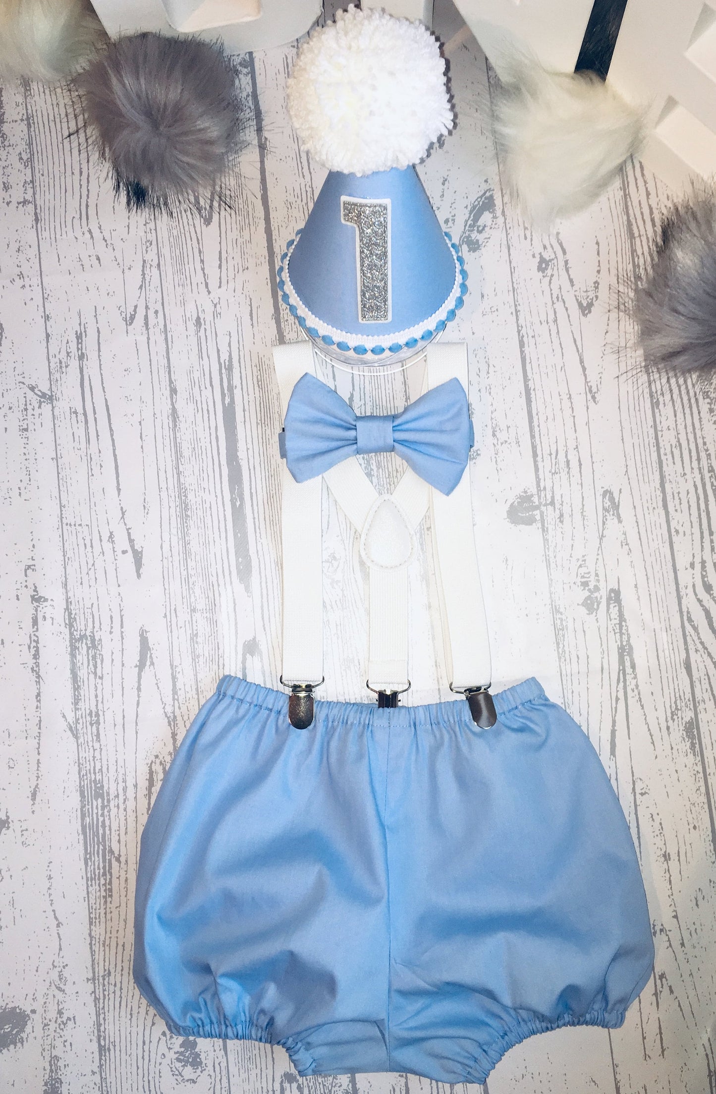 Blue Birthday Cake Smash Party Outfit