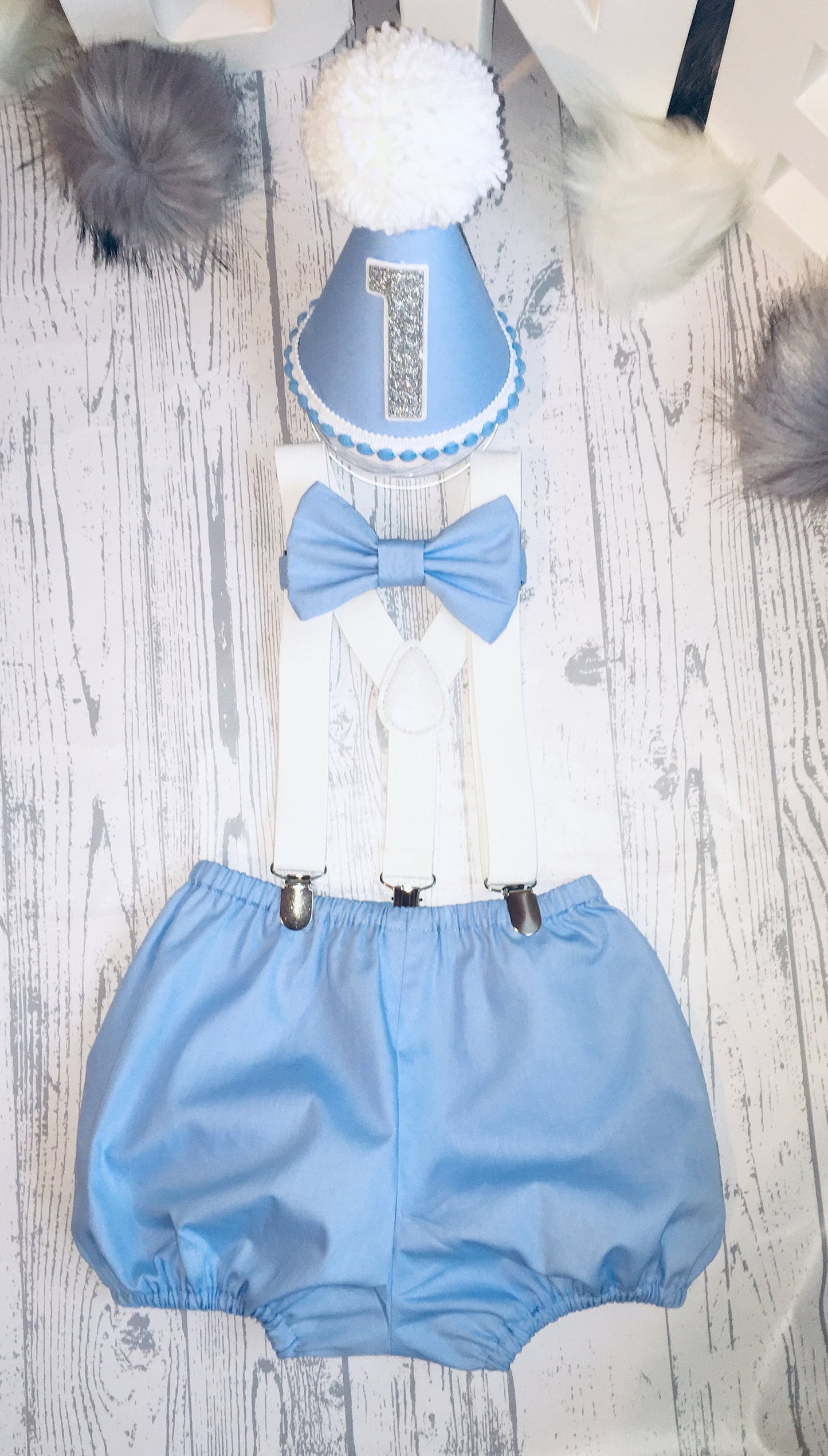 Blue Birthday Cake Smash Party Outfit