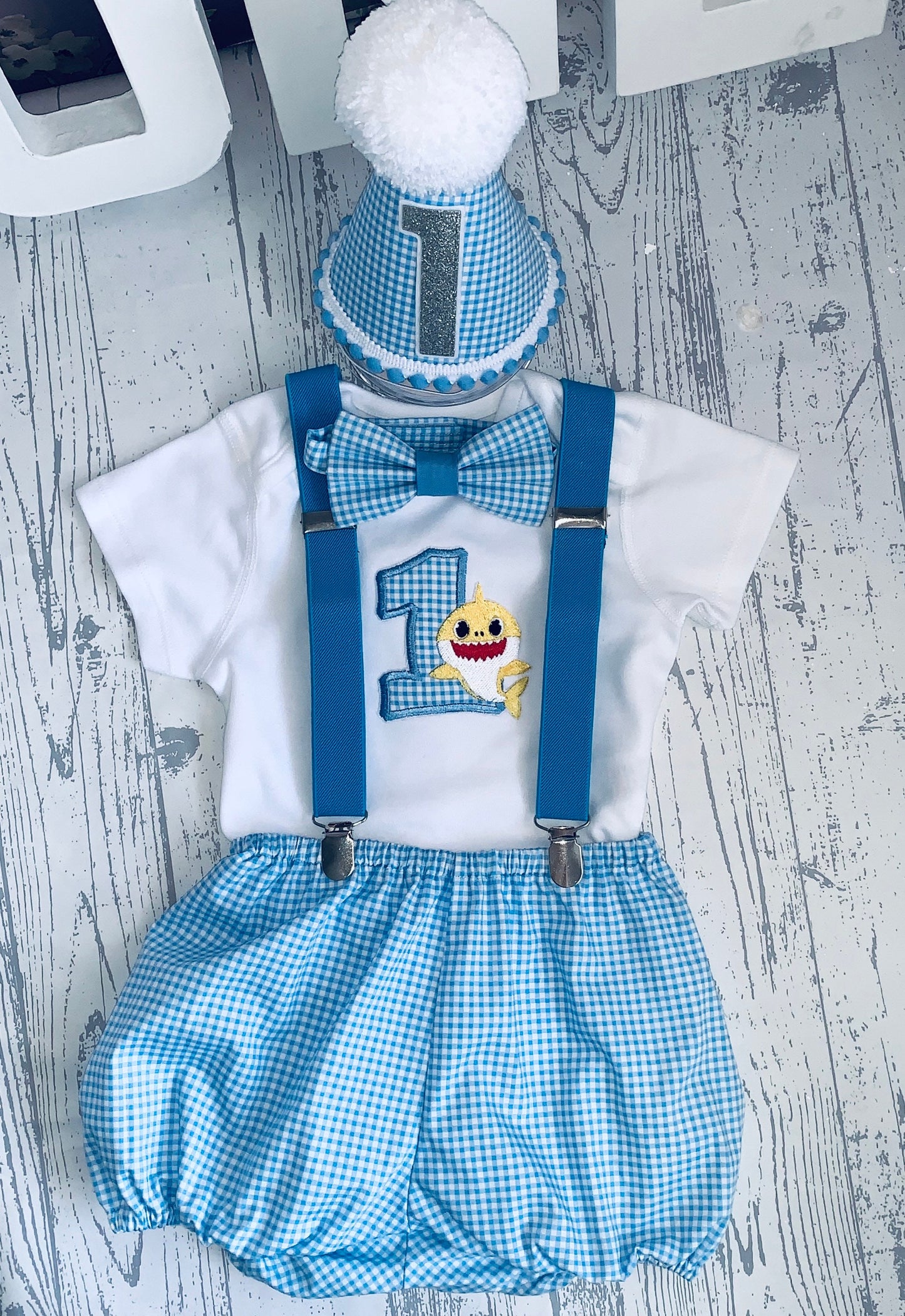 Baby Shark Boy's Luxury 1st Birthday Cake Smash Party Outfit