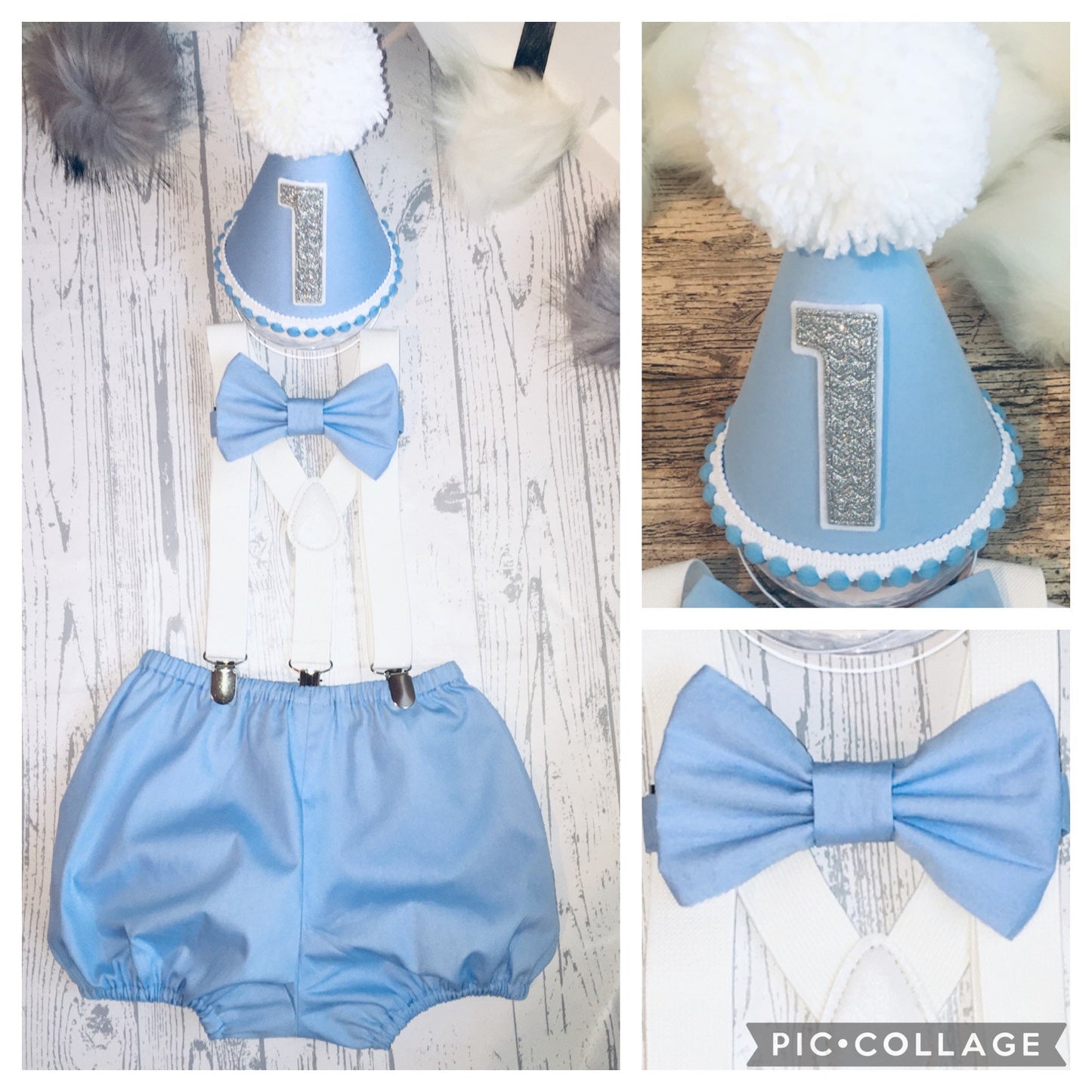 Blue Birthday Cake Smash Party Outfit