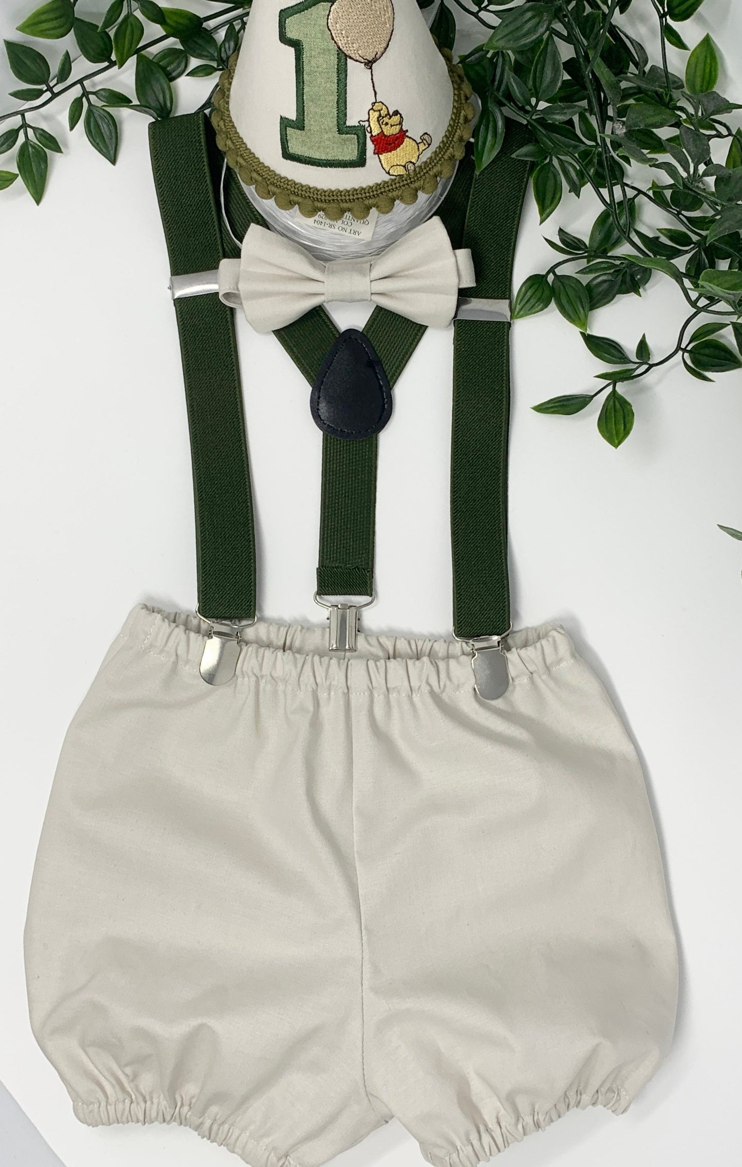 Sage Green Winnie Pooh Birthday Cake Smash Party Outfit