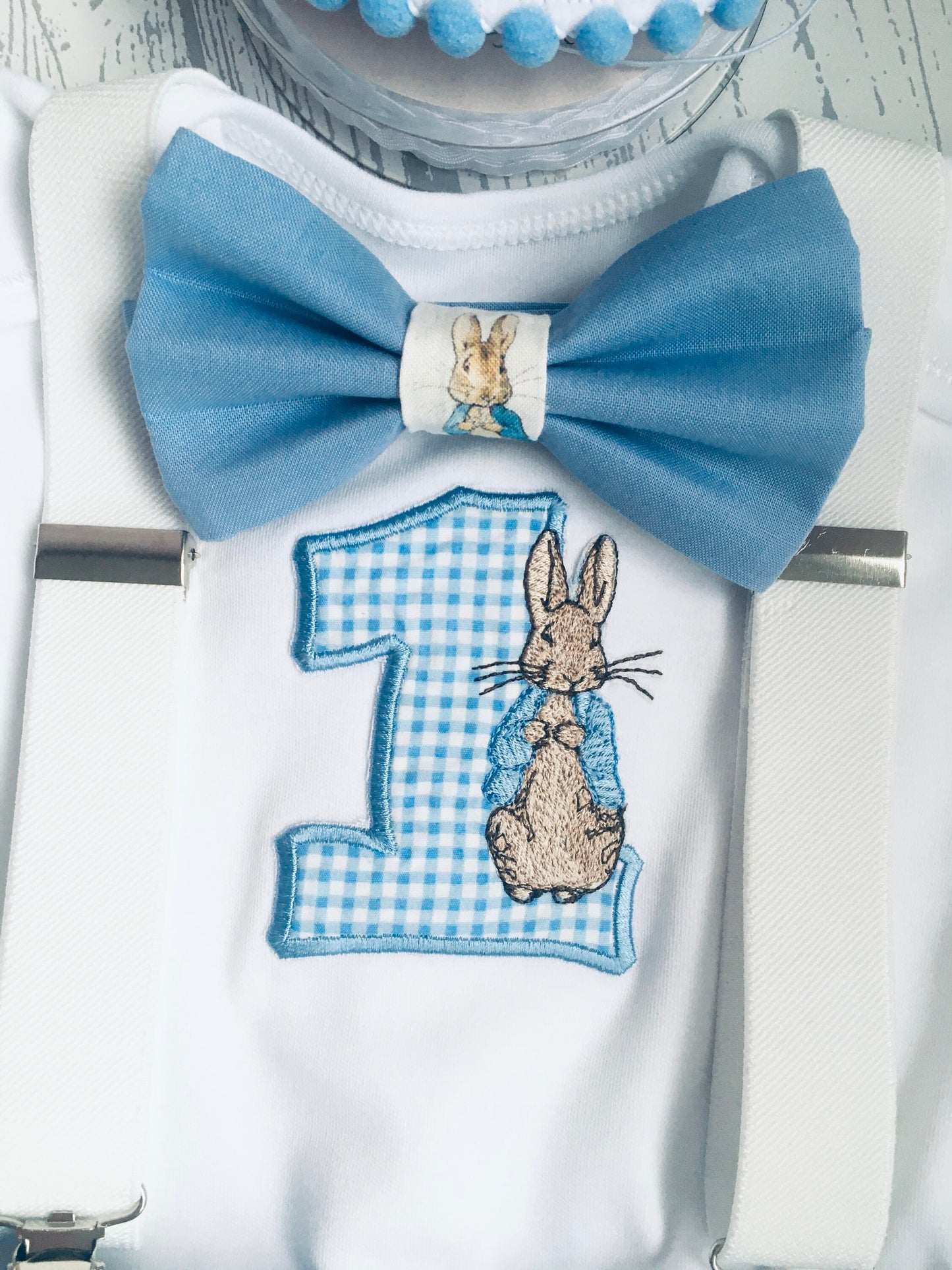 Peter Rabbit Birthday Blue Cake Smash Party Outfit