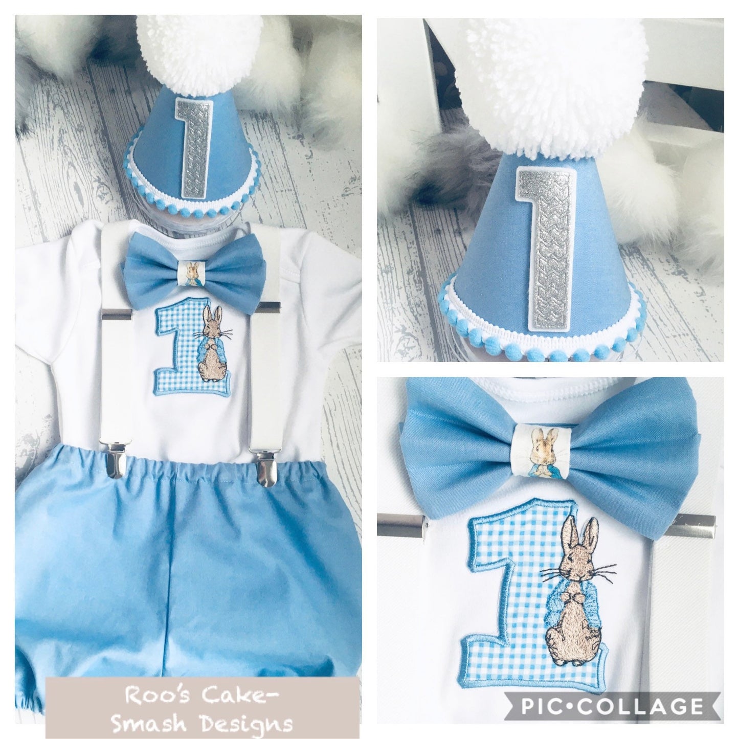 Peter Rabbit Birthday Blue Cake Smash Party Outfit