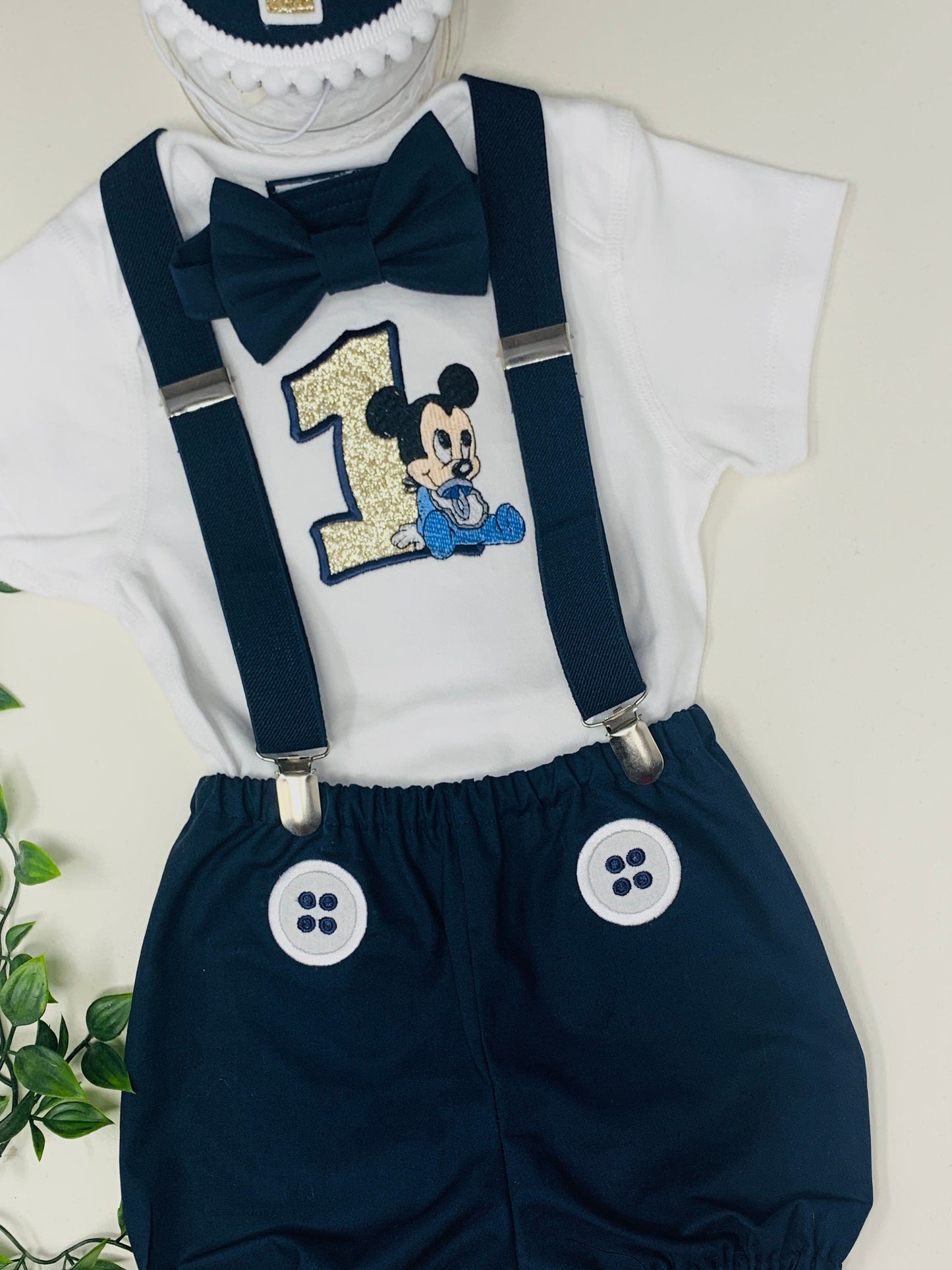 Disney Mickey Mouse Navy Blue Birthday Cake Smash Prop Party Outfit