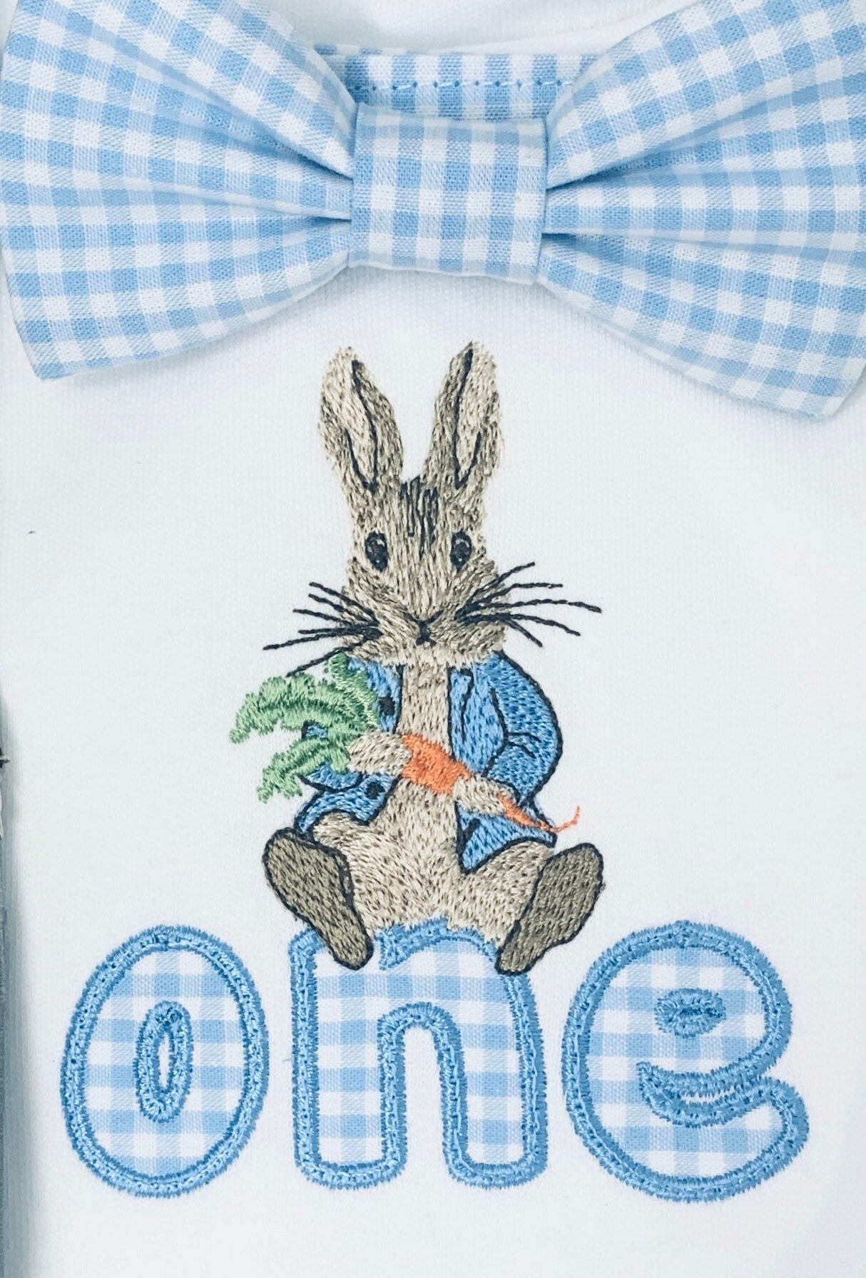 Peter Rabbit Gingham Baby Blue Boy's 1st Birthday Cake Smash Party Outfit