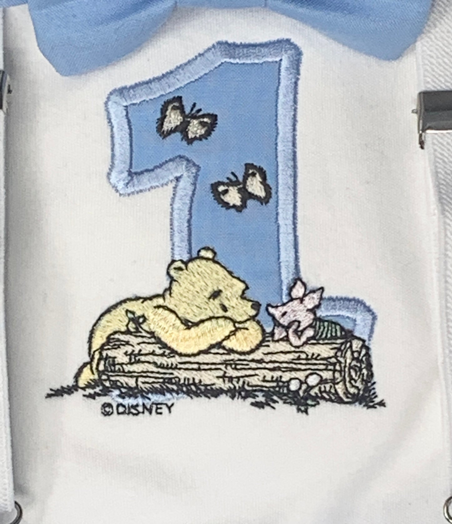 Disney Classic Vintage Baby Blue Winnie Pooh Boy's Birthday Cake Smash Party Outfit