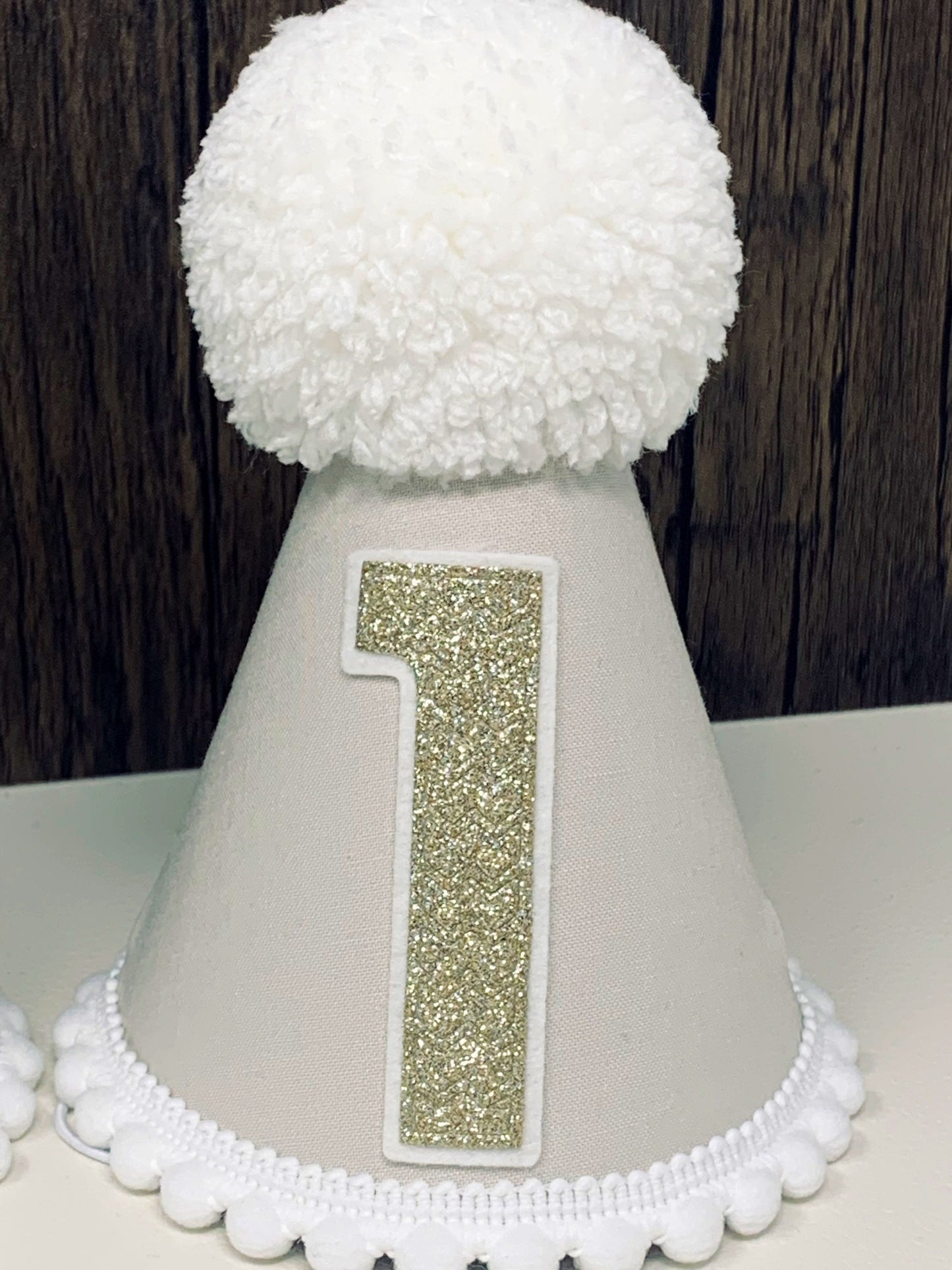 Cream Gold Birthday Cake-Smash Party Hat