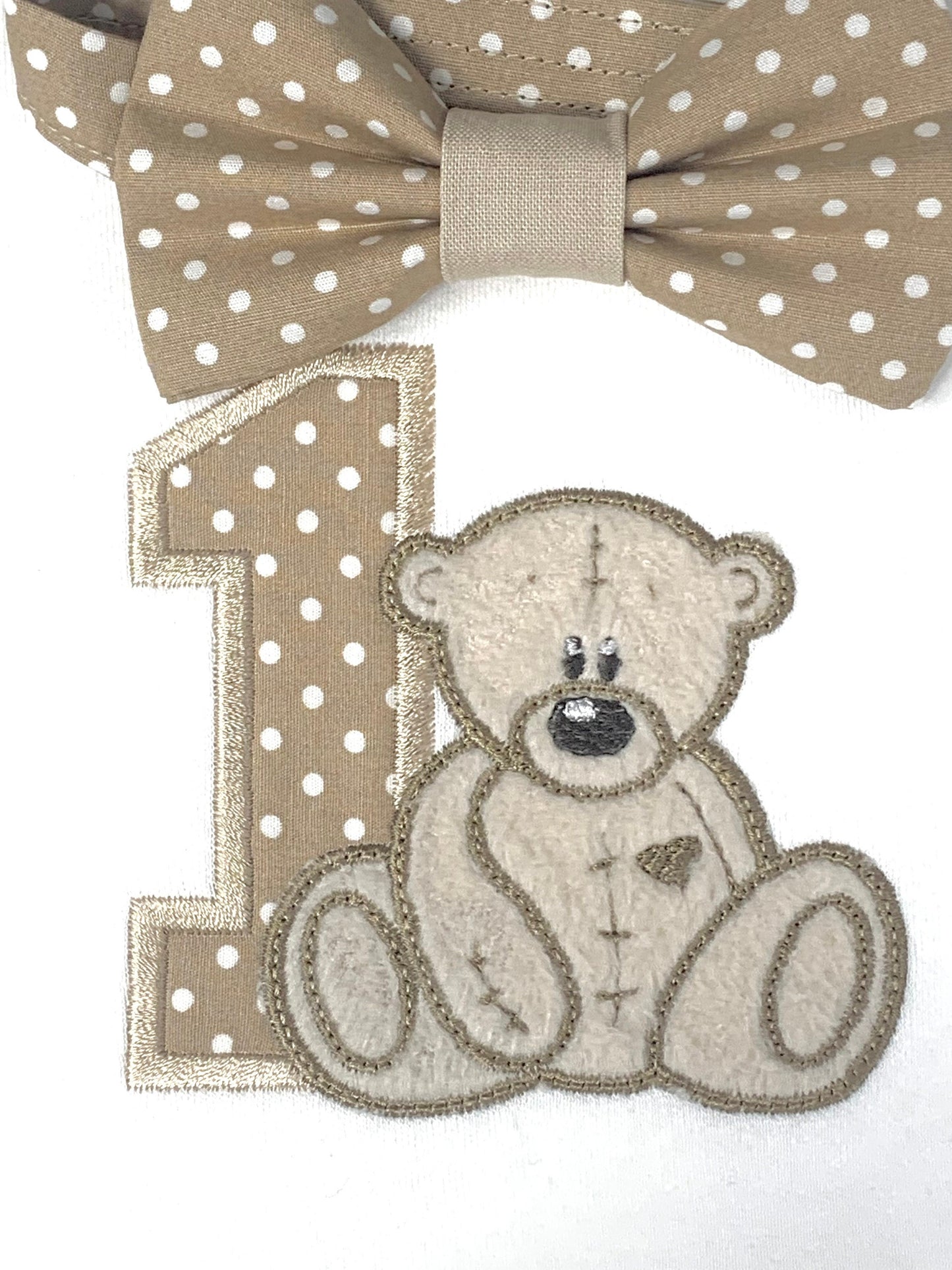 Teddy Bear Tan Polka Dot Sensory Birthday Cake Smash Party Outfit