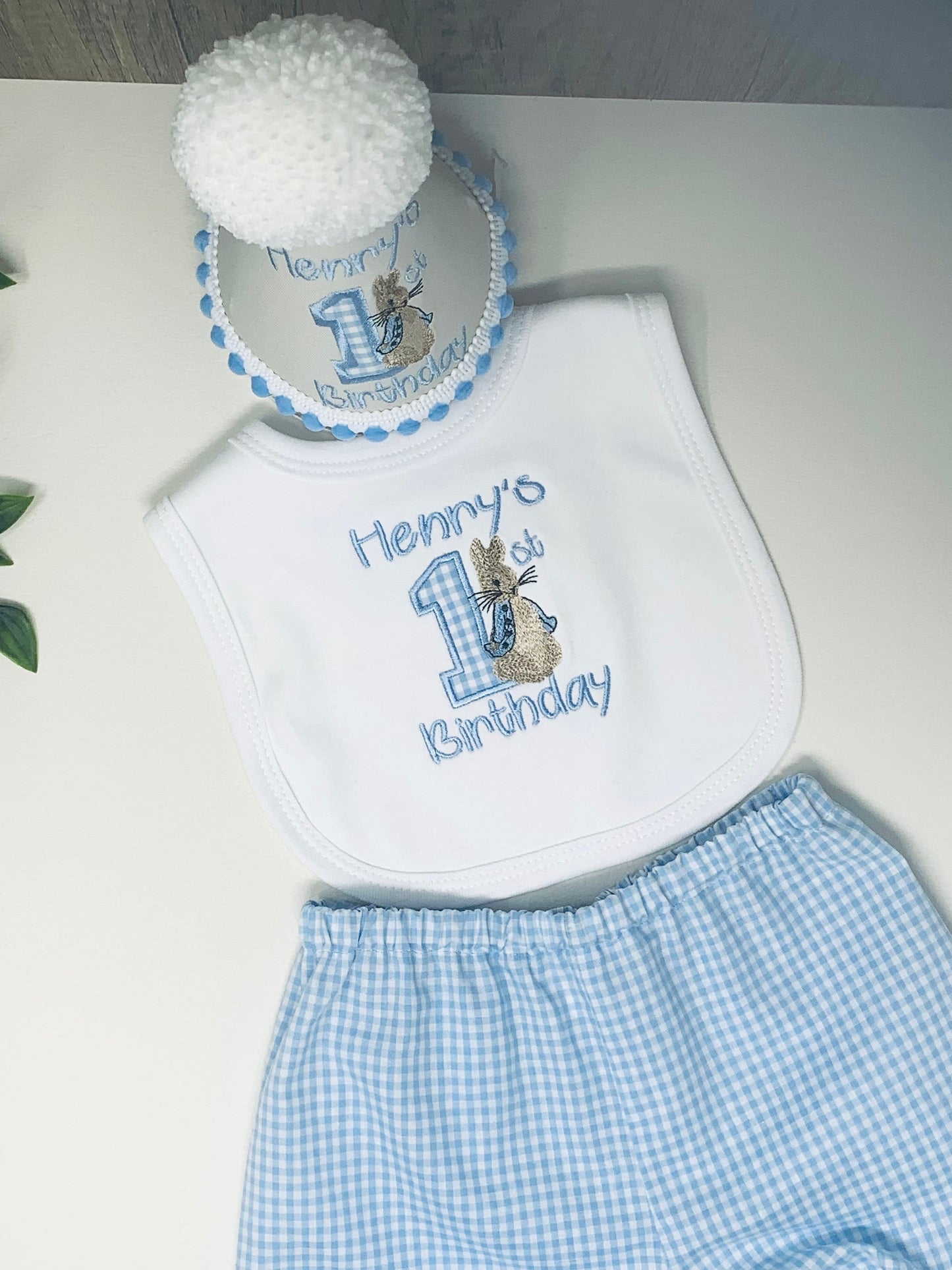 Personalised Classic Peter Rabbit Vintage Style Bloomers Bib Hat